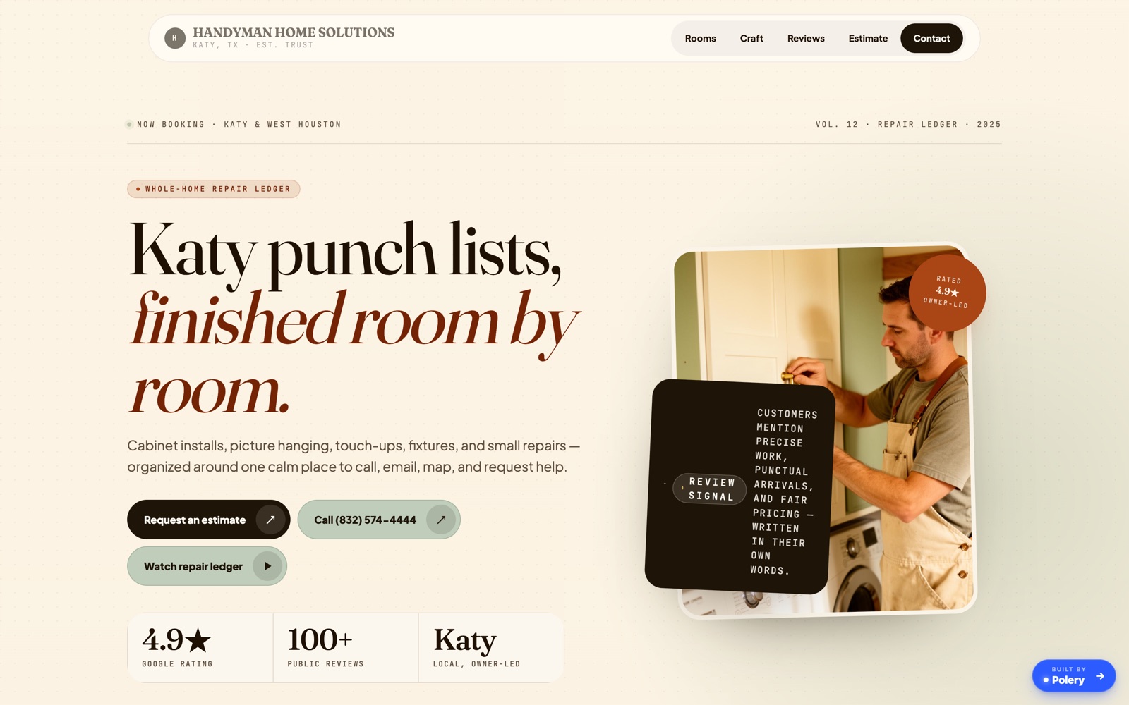 Handyman Home Solutions rebuilt landing page