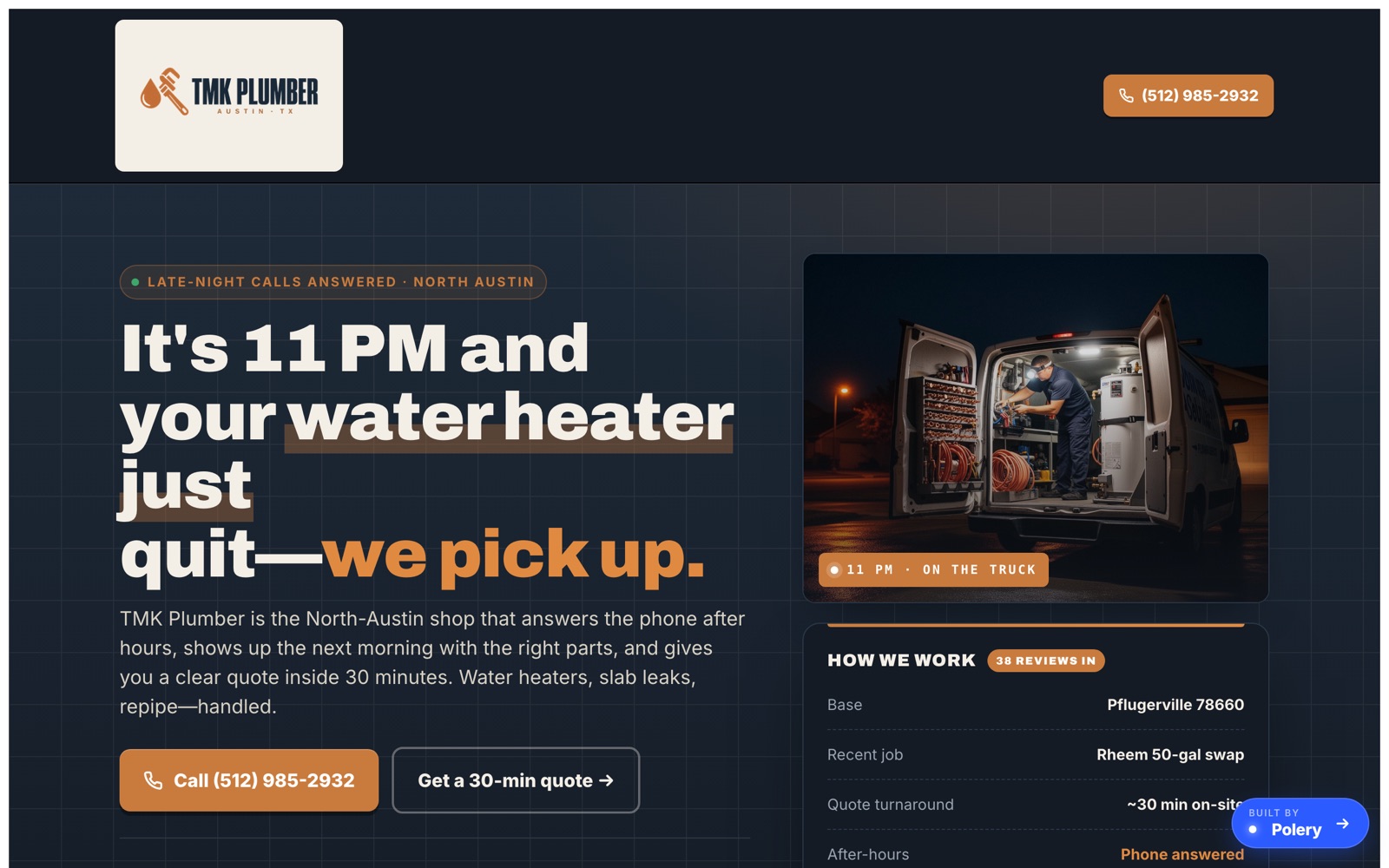 TMK Plumber Austin rebuilt landing page