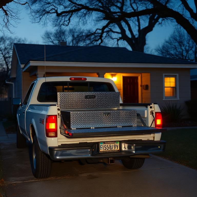 Service truck parked at a South Austin home at dusk for a same-day call
