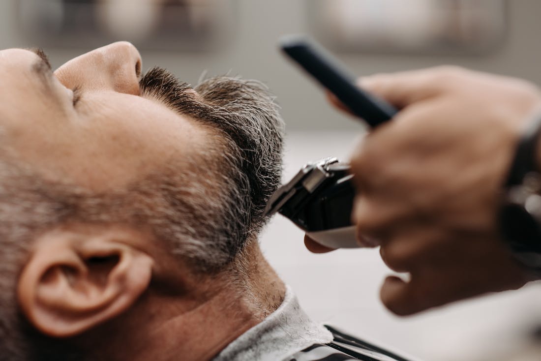 Beard trim on a salt-and-pepper beard