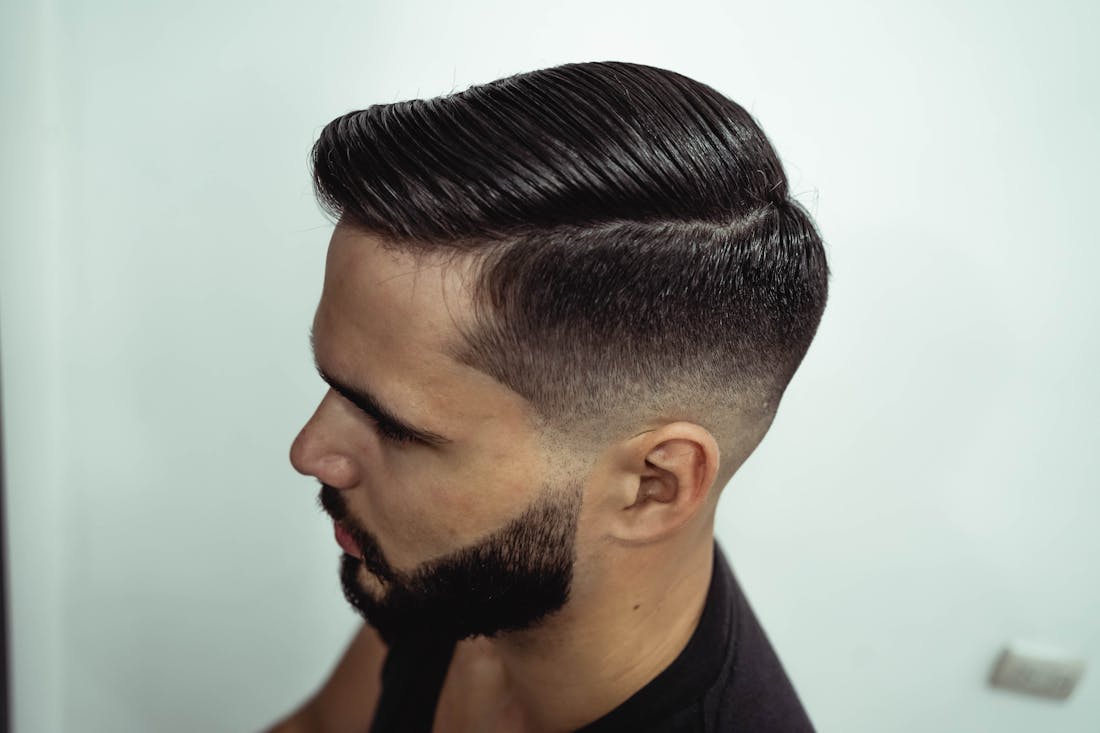 Finished pompadour and skin fade