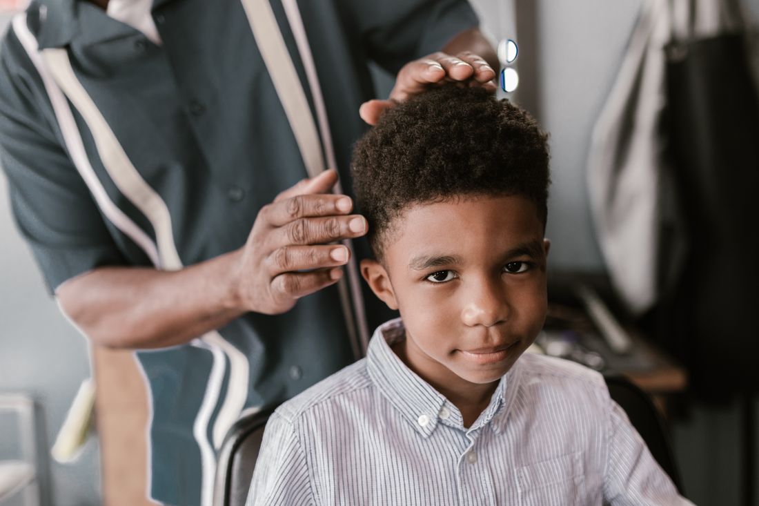 A young client after his cut