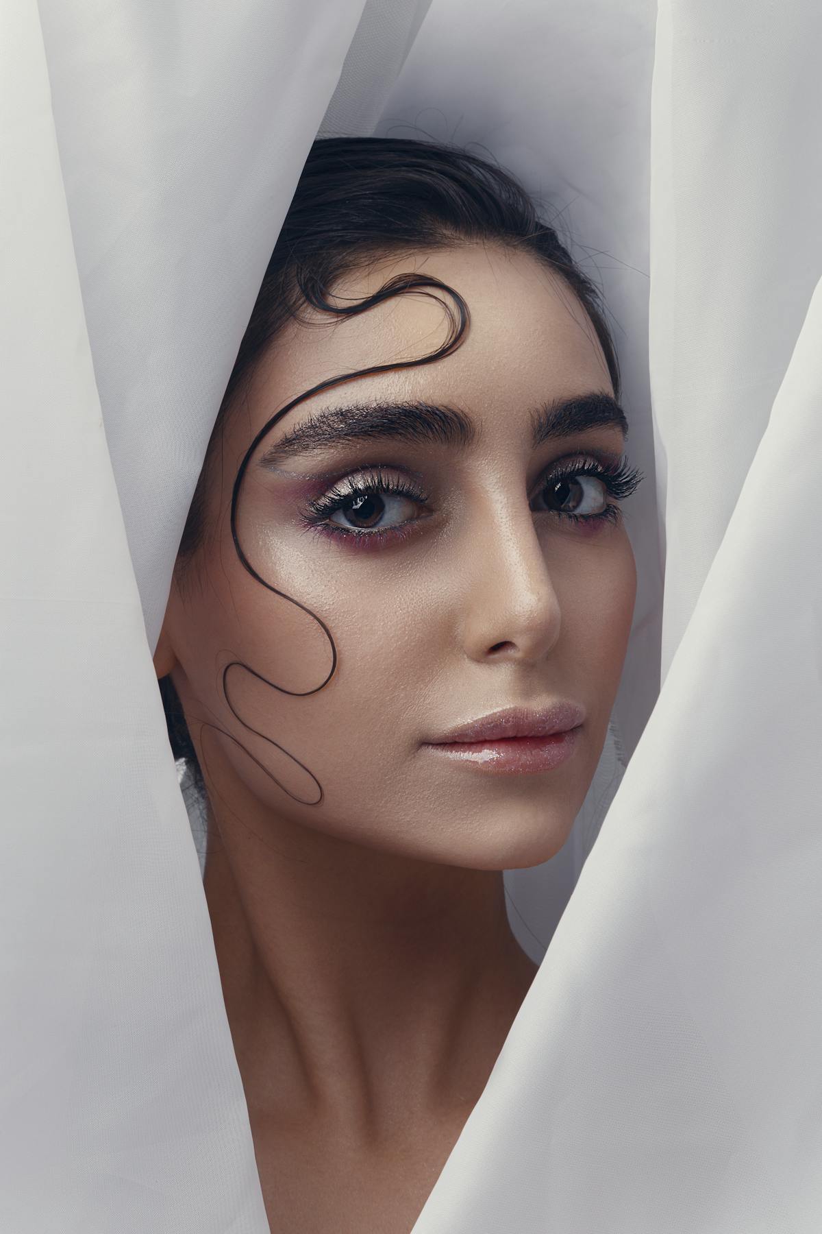 A soft glossy editorial beauty look
