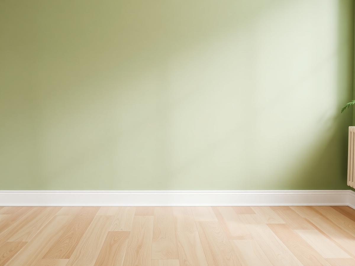 White trim against sage green wall
