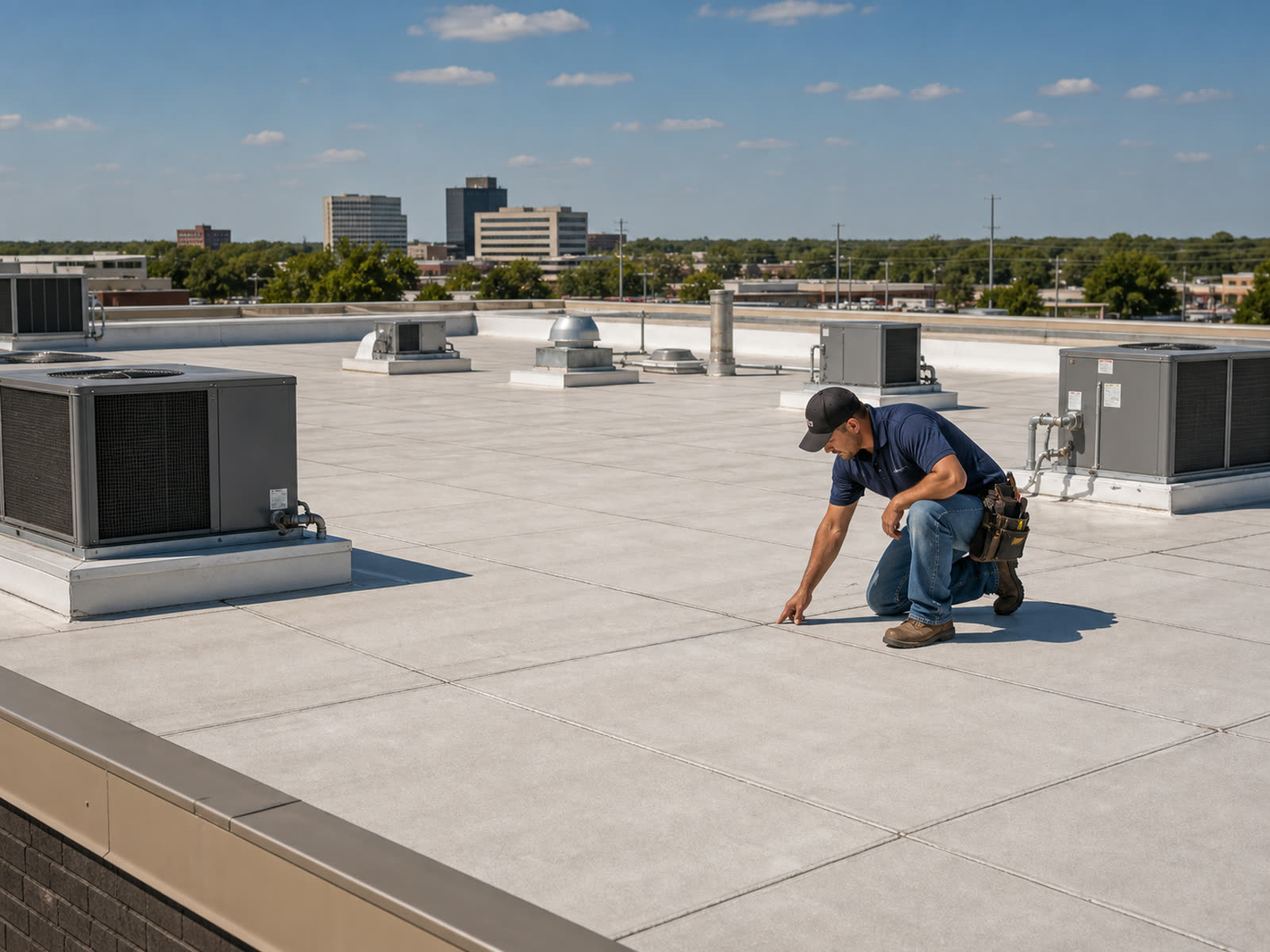 Aerial view of commercial flat roof