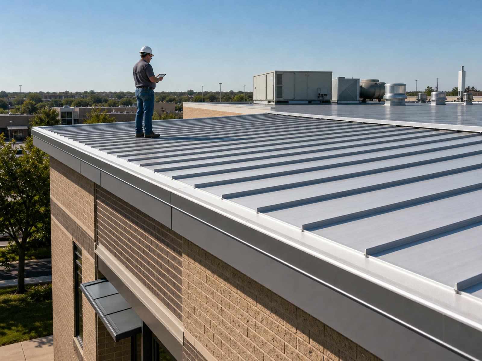 Commercial metal roof retrofit project
