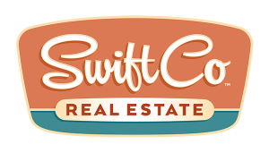 SwiftCo Real Estate logo (orange vintage signage)